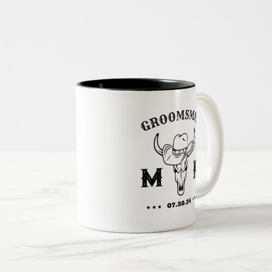 Wild West Cowboy Personalisierte Trauzeugen Monogr Zweifarbige Tasse (VorderseiteRechts)