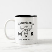 Wild West Cowboy Personalisierte Trauzeugen Monogr Zweifarbige Tasse (Links)