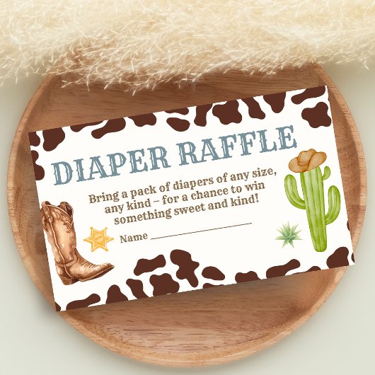 Wild West Cowboy Rodeo Baby Shower Diaper Raffle Begleitkarte