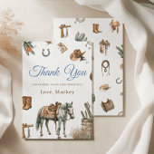 Wild West Cowboy Rodeo Erster Geburtstag Dankeskarte