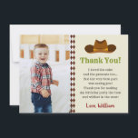 Wild West Cowboy Rodeo Kids Boys Birthday Party Dankeskarte<br><div class="desc">Personalisierter Western Cowboy-Thema Dankkarte für eine Kindergeburtstagsfeier. Vollständig anpassbar mit eigenem Text. Wenn Sie Fragen oder Wünsche haben,  zögern Sie nicht uns zu kontaktieren.</div>