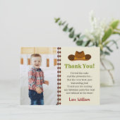 Wild West Cowboy Rodeo Kids Boys Birthday Party Dankeskarte (Stehend Vorderseite)