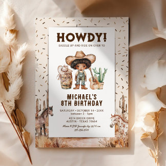 Wild West Cowboy Rodeo Kindergeburtstag Einladunge Einladung