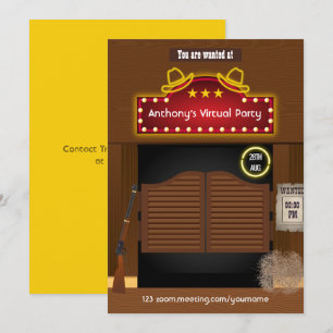 Wild West Cowboy Virtual Party Einladung
