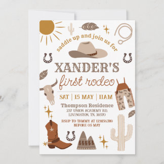 Wild West Cowboy Western 1st Party Birthday Einladung