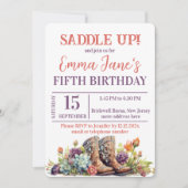 Wild West Cowgirl 5. Geburtstag Einladung (Vorderseite)