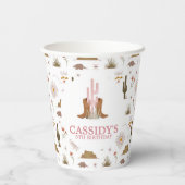 Wild West Cowgirl Birthday Party Paper Cups Pappbecher (Rückseite)