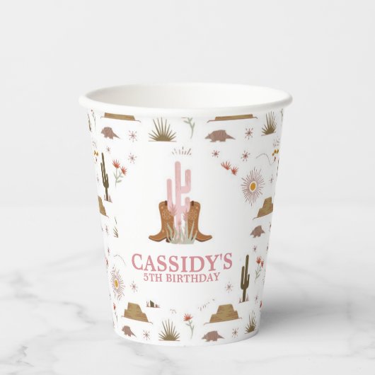 Wild West Cowgirl Birthday Party Paper Cups Pappbecher (Vorderseite)
