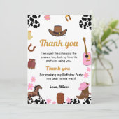 Wild West Cowgirl Geburtstagsparty danke Karte (Stehend Vorderseite)
