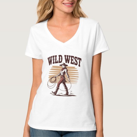Wild West Cowgirl – Retro T-Shirt (Vorderseite)