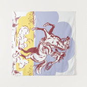 Wild West Cowgirl: Vintage Linie Zeichnend. Wandteppich (Vorderseite (Horizontal))