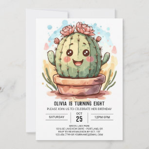 Wild West Elegante Watercolor Cactus Girl Einladung