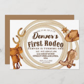 Wild West | Erste Rodeo Geburtstagsparty Einladung (Vorne/Hinten)