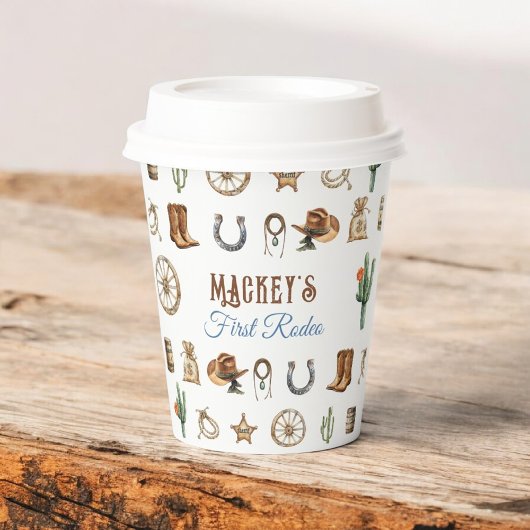 Wild West First Rodeo Birthday Cowboy Pappbecher