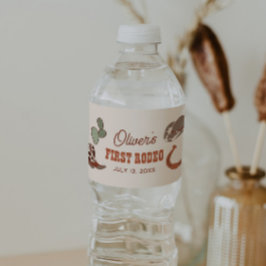 Wild West First Rodeo Birthday Wasserflaschenetikett