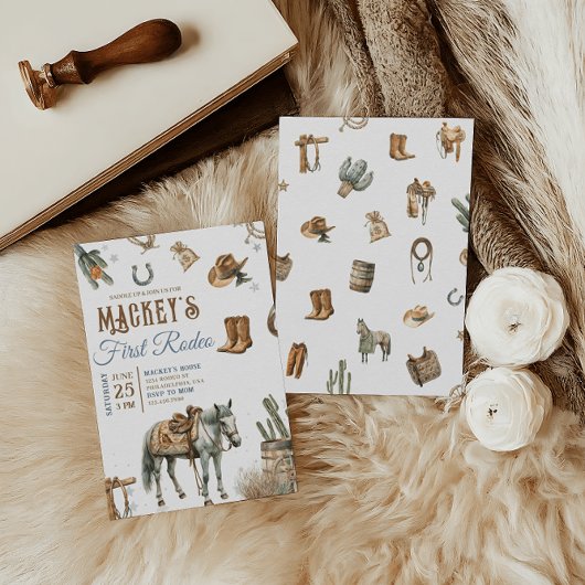 Wild West First Rodeo Cowboy Birthday Western Einladung