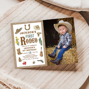 Wild West First Rodeo Cowboy Foto Einladung