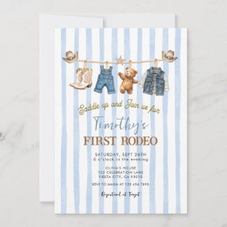 Wild West First Rodeo Western Cowboy Birthday Einladung