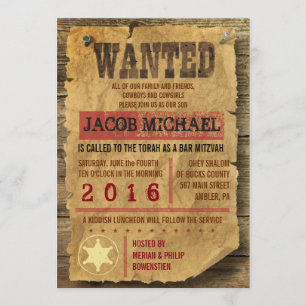 WILD WEST GEWOLLT Bar Bat Mitzvah Einladung