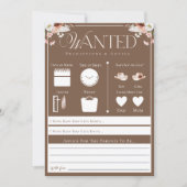 Wild West Gewollt Game Card Einladung (Vorderseite)