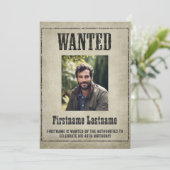 Wild West Gewollt Poster Birthday Party Einladung (Stehend Vorderseite)