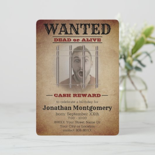 Wild West Gewollt Poster mit benutzerdefiniertem F Einladung (Stehend Vorderseite)