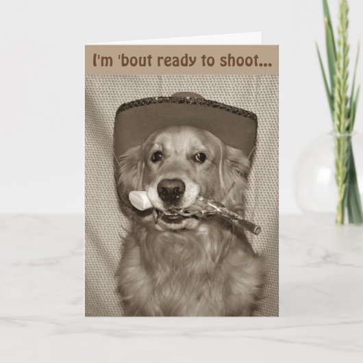 Wild West Golden Cowboy Birthday Karte (Vorderseite)