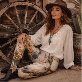 Wild-West-Herz-Cowgirl-Seele-Boho-Pferd-Türkis Leggings