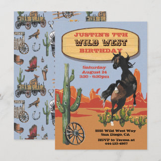Wild West Horse Western Geburtstagspartei Einladung