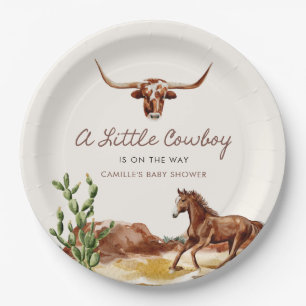 Wild West Little Cowboy Baby Shower Pappteller