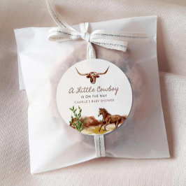 Wild West Little Cowboy Baby Shower Runder Aufkleber