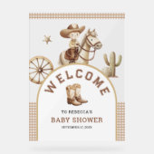 Wild West Little Cowboy Baby Shower Welcome Acrylschild (Vorderseite)