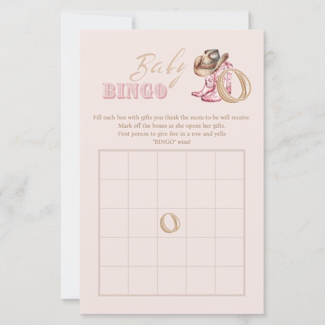 Wild West Little Cowgirl Baby shower Bingo Game (Vorderseite)