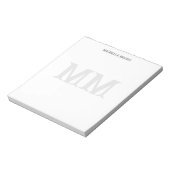 Wild West Monogram Grey White Modern Minimalist Notizblock (Rotiert)