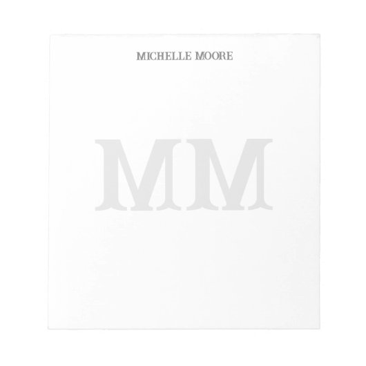 Wild West Monogram Grey White Modern Minimalist Notizblock (Vorderseite)