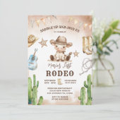 Wild West My First Rodeo Cowboy Birthday Einladung (Stehend Vorderseite)