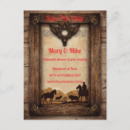 Wild West Novelty Wedding Einladung (Vorderseite)