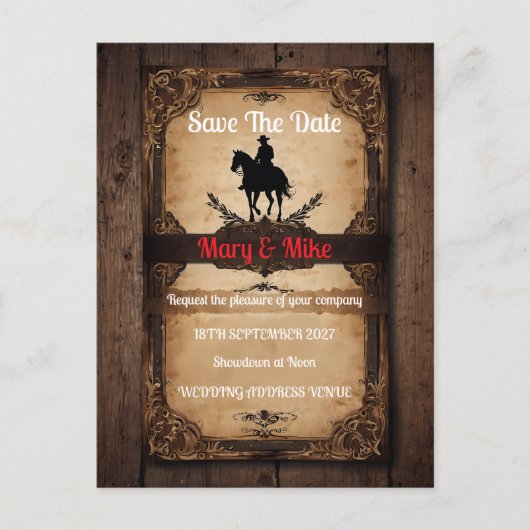 Wild West Novelty Wedding Einladung (Vorderseite)