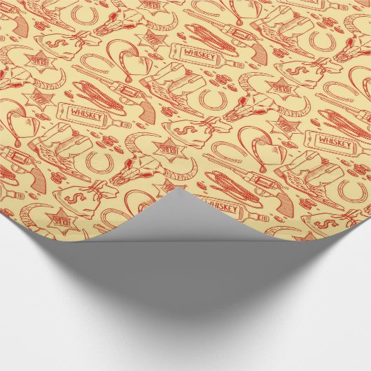 Wild West Old Cowboy Pattern Rustikaler Western Geschenkpapier (Ecke)