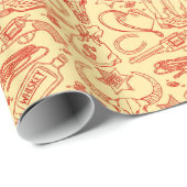 Wild West Old Cowboy Pattern Rustikaler Western Geschenkpapier (Rolleneckpunkt)