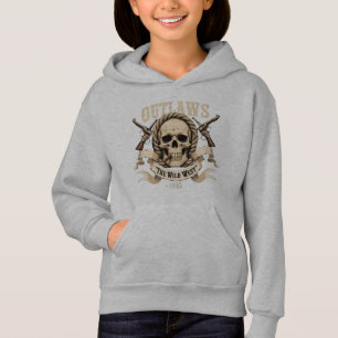 Wild West Outlaw Skull - Gunslinger Cowboy Vintag Hoodie