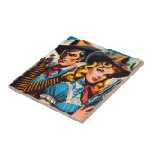 Wild-West-Pärchen Retro-Comics Fliese (Seite)