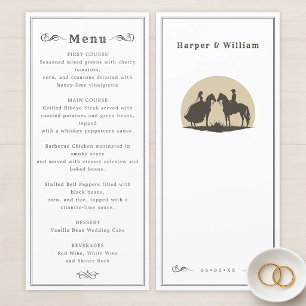 Wild-West-Pferd-Reiter-Cowboy-Hochzeitsmenü Menükarte