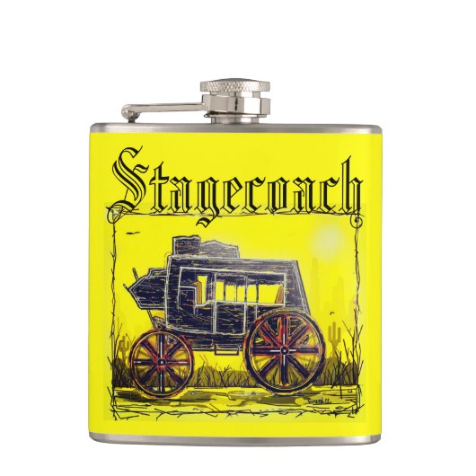 Wild-West-Postkutsche Flachmann (Vorderseite)