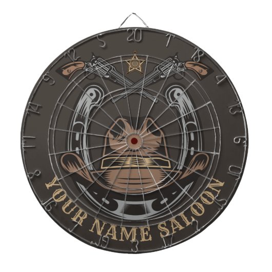 Wild West Revolver Horseshoe Western Cowboy Saloon Dartscheibe (vorne)