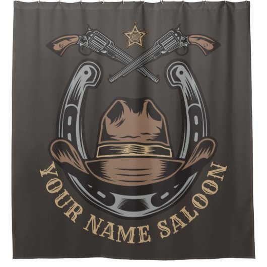 Wild West Revolver Horseshoe Western Cowboy Saloon Duschvorhang (Vorderseite)