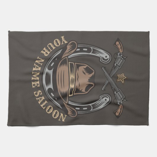 Wild West Revolver Horseshoe Western Cowboy Saloon Geschirrtuch (Horizontal)