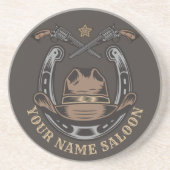 Wild West Revolver Horseshoe Western Cowboy Saloon Getränkeuntersetzer (Vorne)