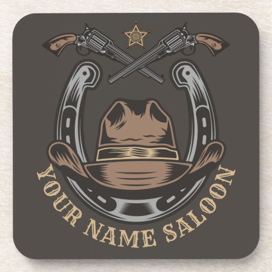 Wild West Revolver Horseshoe Western Cowboy Saloon Getränkeuntersetzer (Vorderseite)