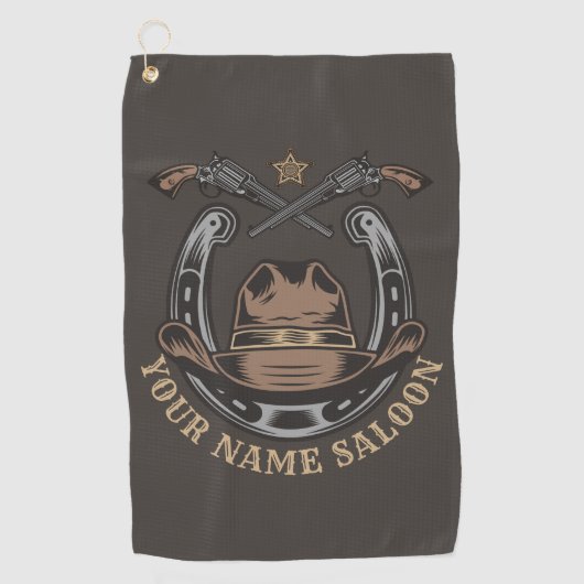 Wild West Revolver Horseshoe Western Cowboy Saloon Golfhandtuch (Vorderseite)